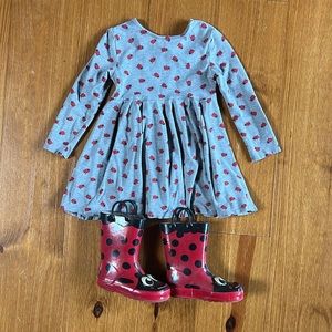 Cutest lady bug dress  with rain boots